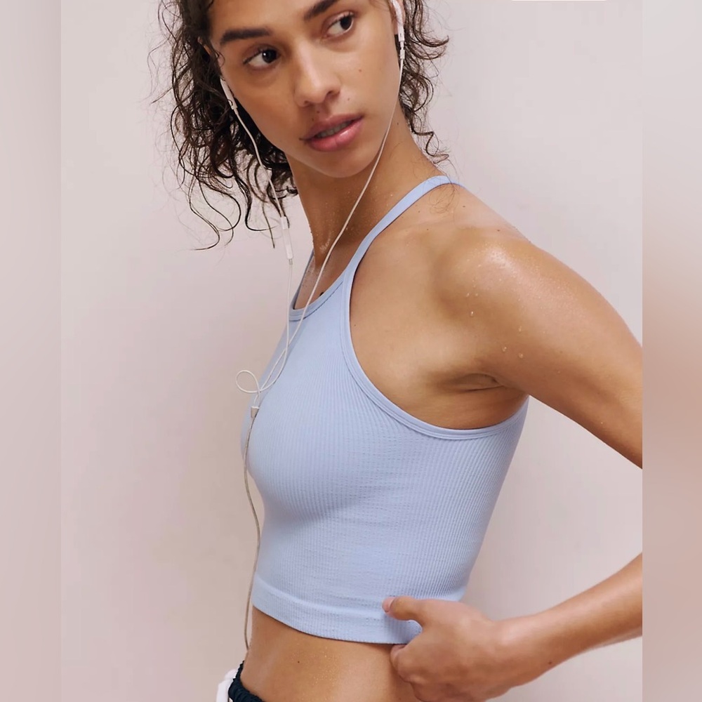 Free People Happiness Runs Crop Tank Top in Blue Gray Size Medium Large … - Picture 6 of 13